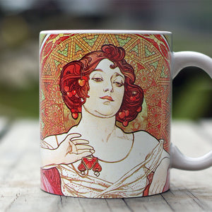 Ceramic Mugs Alphonse Mucha Ruby