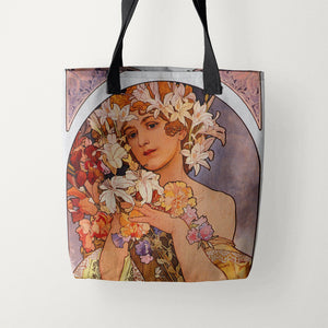 Tote Bags Alphonse Mucha The Flower