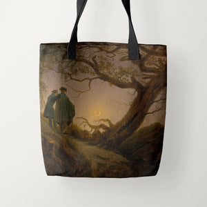 Tote Bags Caspar David Friedrich Two Men Contemplating the Moon