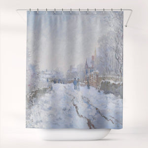 Shower Curtains Claude Monet Snow Scene at Argenteuil