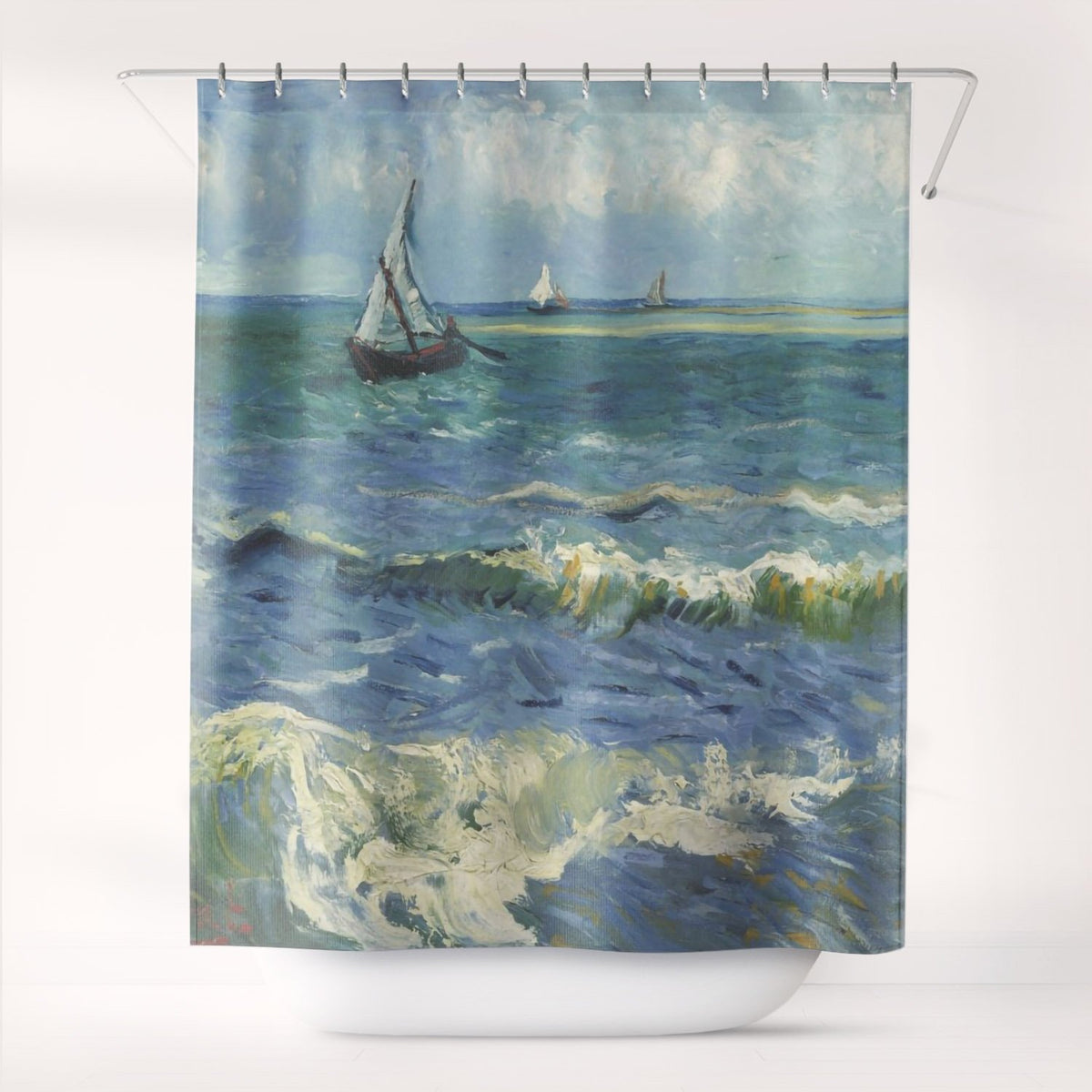 Shower Curtains - Fishing Boats by Vincent van Gogh | ArtPointOne